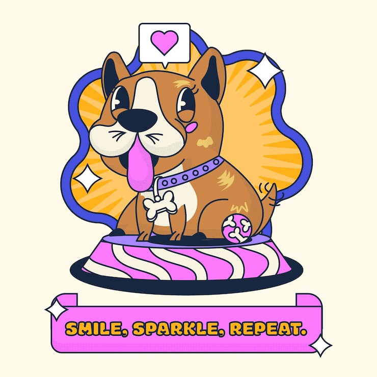 Vettore gratuito illustrazione di cartone animato di bulldog francese disegnato a mano
