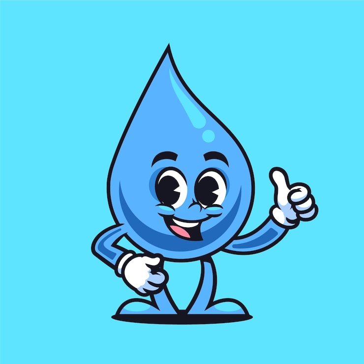 Vettore gratuito illustrazione di cartone animato di gocce d'acqua disegnata a mano