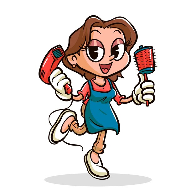 Illustrazione di cartone animato di un parrucchiere disegnato a mano