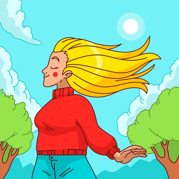 Vettore gratuito illustrazione di cartoni animati di capelli biondi disegnati a mano