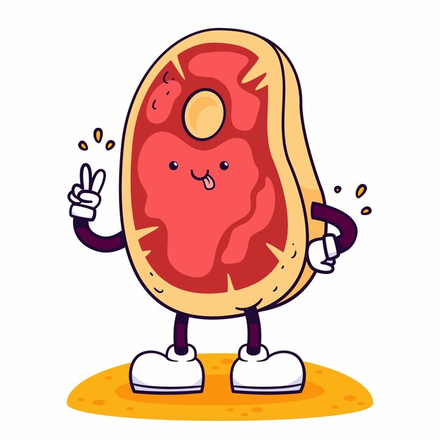 Illustrazione di cartoni animati di carne disegnata a mano