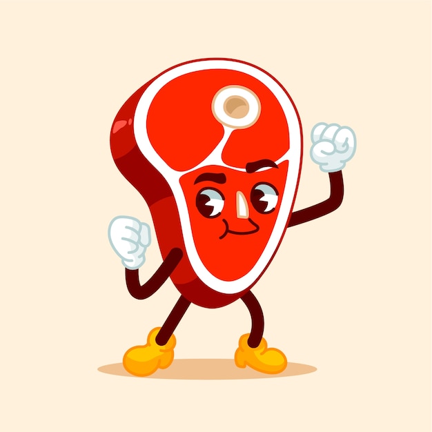 Illustrazione di cartoni animati di carne disegnata a mano
