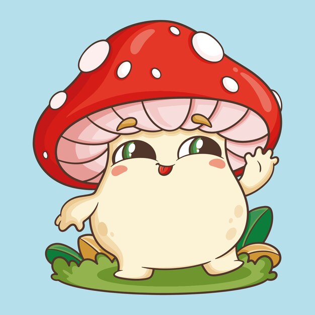 Illustrazione di cartoni animati di funghi disegnati a mano