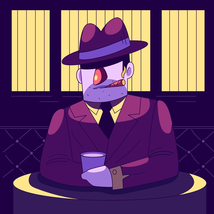 Vettore gratuito illustrazione di cartoni animati di gangster disegnati a mano