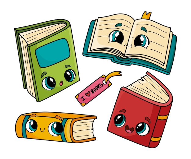 Illustrazione di cartoni animati di libri disegnati a mano
