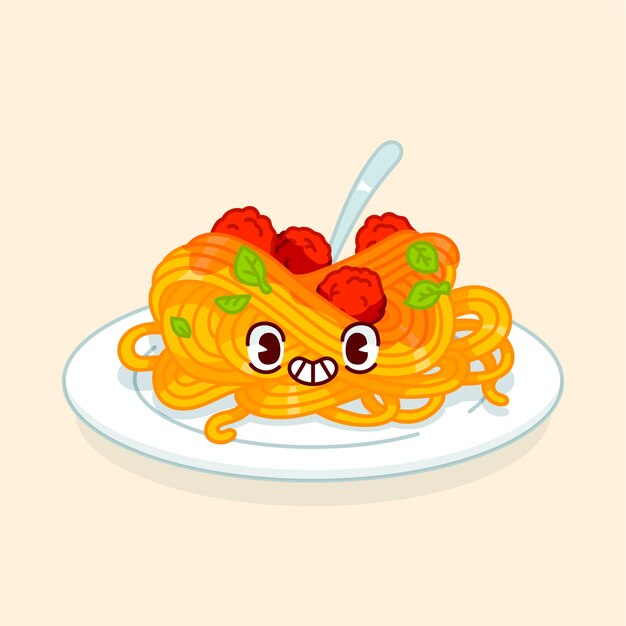 Illustrazione di cartoni animati di pasta disegnata a mano
