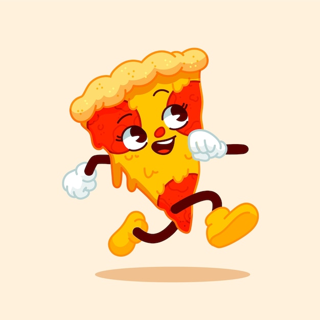 Illustrazione di cartoni animati di pizza disegnata a mano