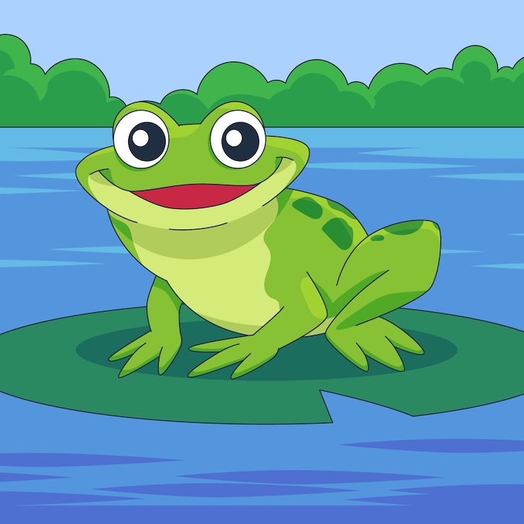 Vettore gratuito illustrazione di cartoni animati di rana disegnata a mano