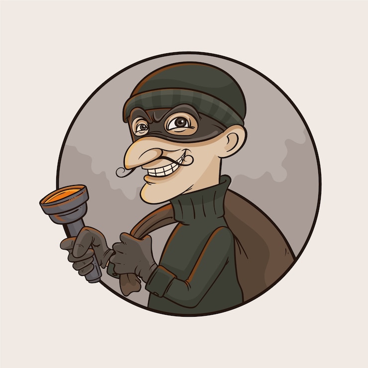 Vettore gratuito illustrazione di cartoni animati di rapinatori disegnati a mano.