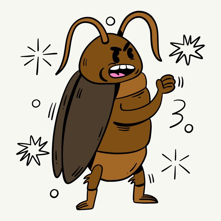 Vettore gratuito illustrazione di cartoni animati di scarafaggi disegnati a mano