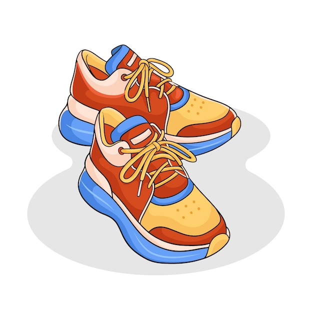 Illustrazione di cartoni animati di scarpe da corsa disegnate a mano