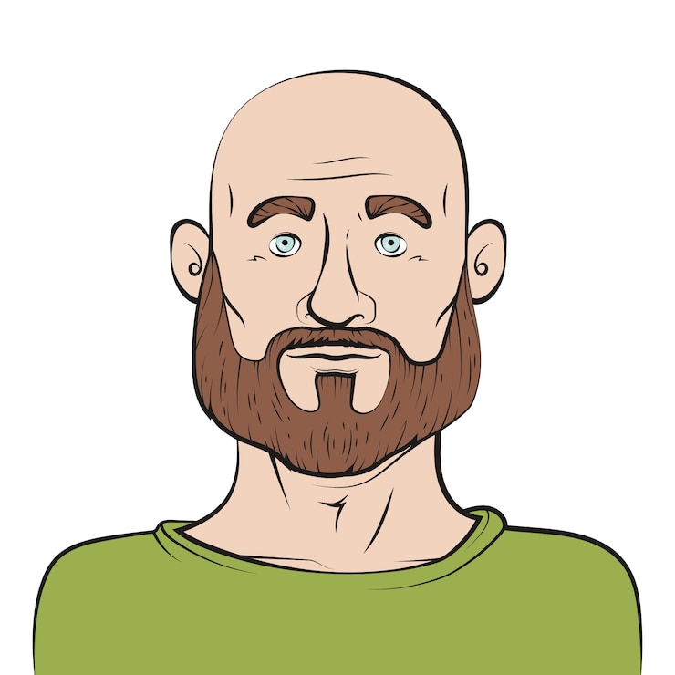 Vettore gratuito illustrazione di cartoni animati di testa calva disegnata a mano
