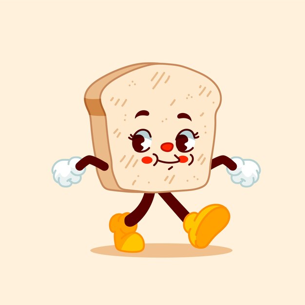 Illustrazione di cartoni animati di toast disegnati a mano