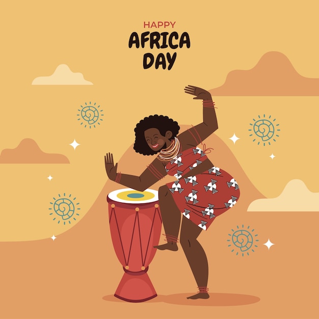 Illustrazione di celebrazione del giorno dell'Africa piatta