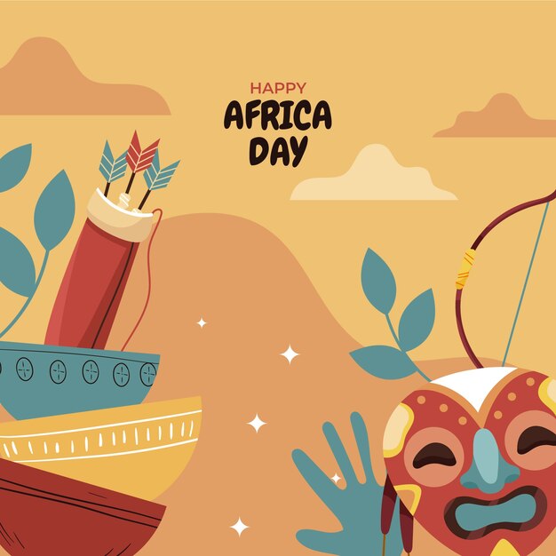 Illustrazione di celebrazione del giorno dell'Africa piatta