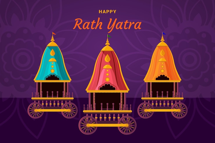 Vettore gratuito illustrazione di celebrazione di rath yatra