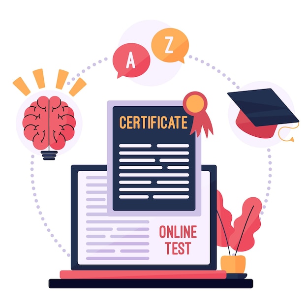 Illustrazione di certificazione online