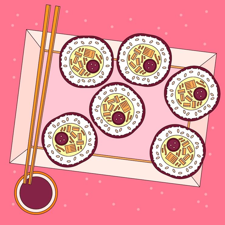 Vettore gratuito illustrazione di cibo coreano disegnato a mano