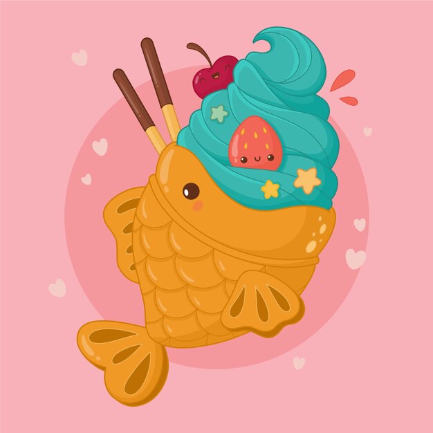 Illustrazione di cibo kawaii disegnata a mano