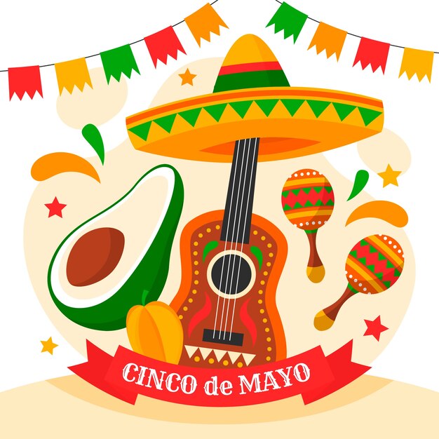 Illustrazione di cinco de mayo piatto