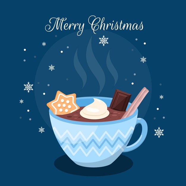 Illustrazione di cioccolata calda di Natale piatto