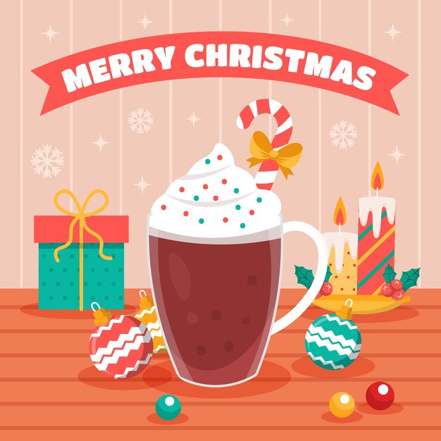 Illustrazione di cioccolata calda di Natale piatto