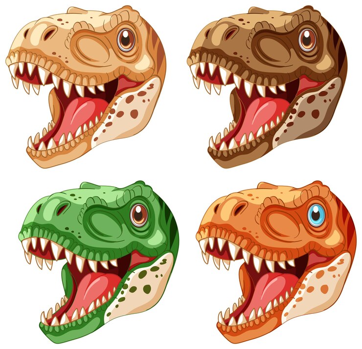Vettore gratuito illustrazione di colorate teste di dinosauro