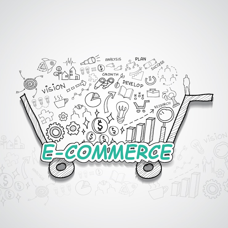 Vettore gratuito illustrazione di commercio elettronico