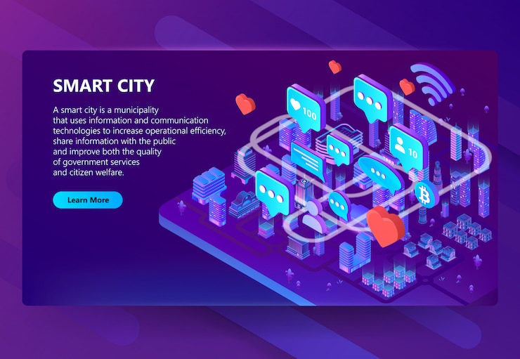 Vettore gratuito illustrazione di comunicazione smart city