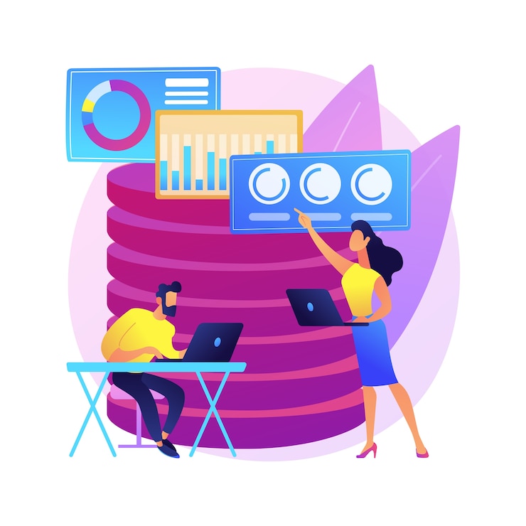 Vettore gratuito illustrazione di concetto astratto di analisi dei dati di grandi dimensioni. big data mining, sistema di analisi automatizzato, analisi delle informazioni, riconoscimento dei modelli, sistematizzazione delle informazioni.