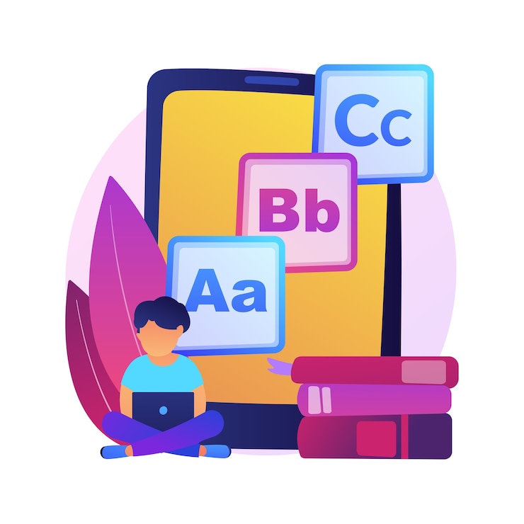 Vettore gratuito illustrazione di concetto astratto di contenuto digitale per bambini. intrattenimento e istruzione digitali per bambini, contenuti online per bambini piccoli, media adatti ai bambini, sviluppo di app