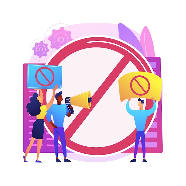 Illustrazione di concetto astratto di gioco pubblico. Reazione pubblica, pregiudizi e discriminazione, diritti delle minoranze, proteste di gruppo