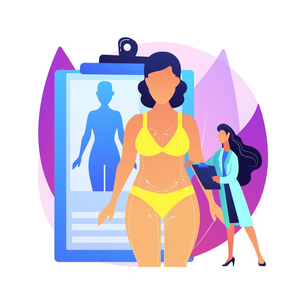 Illustrazione di concetto astratto di rimodellamento del corpo. Correzione del corpo in plastica non chirurgica, tecnologia di contornatura, riduzione, servizio di trattamento estetico, procedura non invasiva.