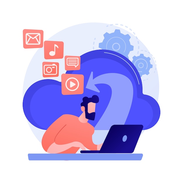 Illustrazione di concetto astratto motore basato su cloud