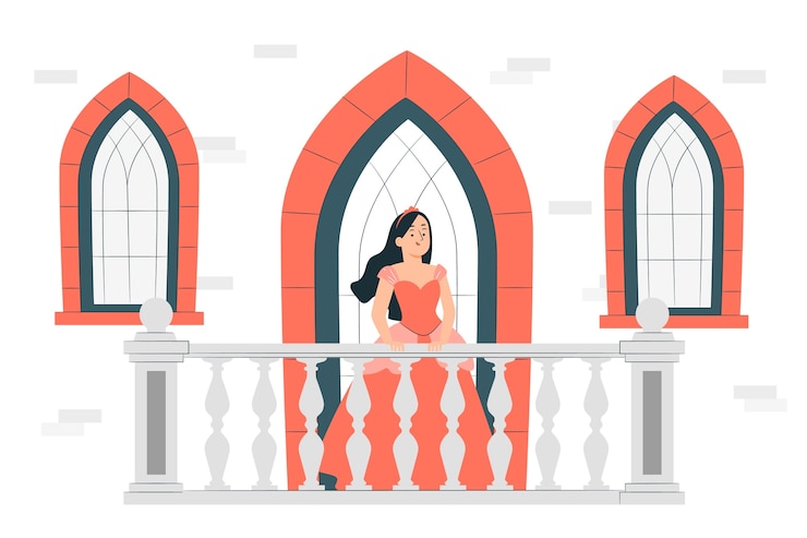 Vettore gratuito illustrazione di concetto del castello del balcone