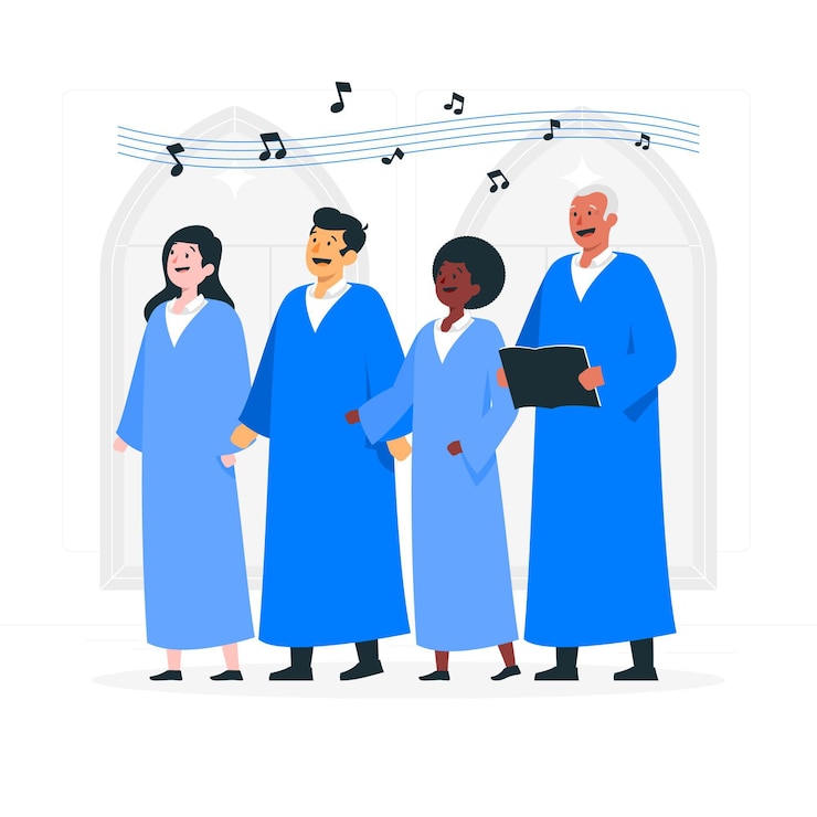 Vettore gratuito illustrazione di concetto del coro gospel