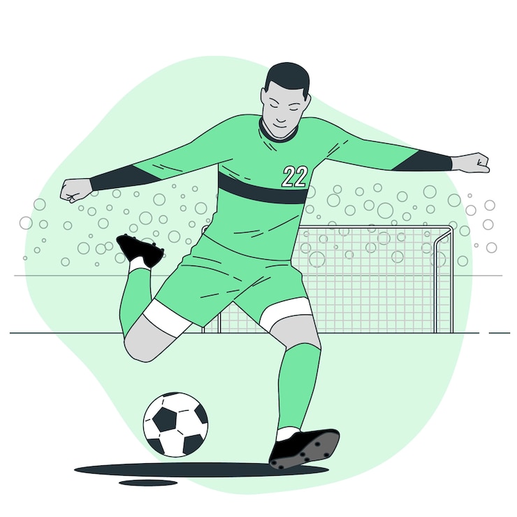Vettore gratuito illustrazione di concetto del giocatore di calcio
