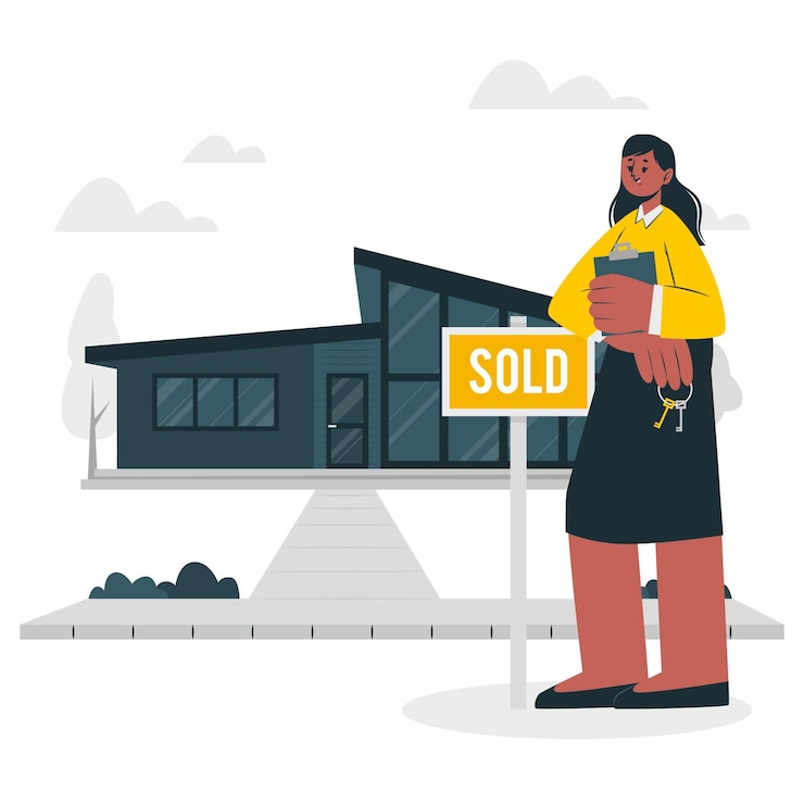 Vettore gratuito illustrazione di concetto di agente immobiliare