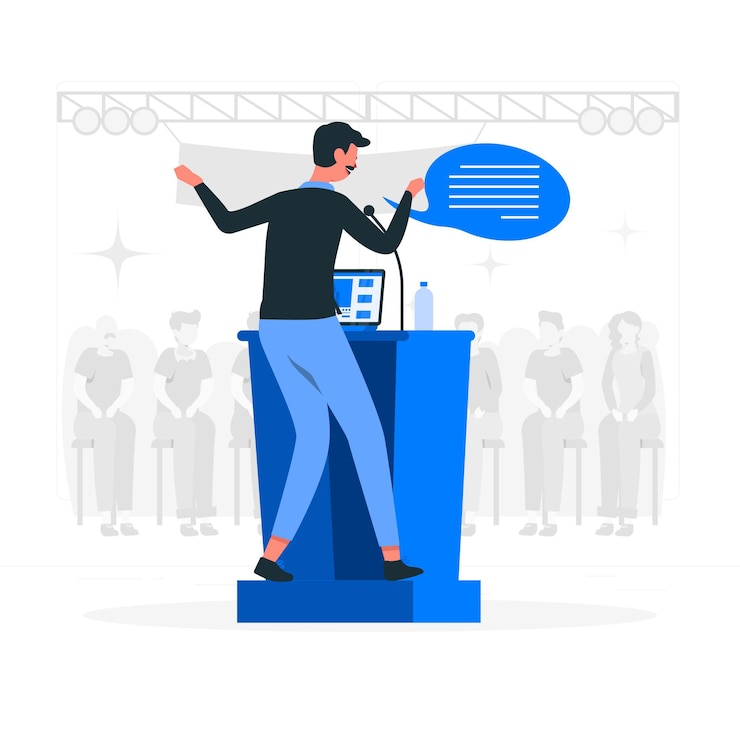 Vettore gratuito illustrazione di concetto di altoparlante di conferenza