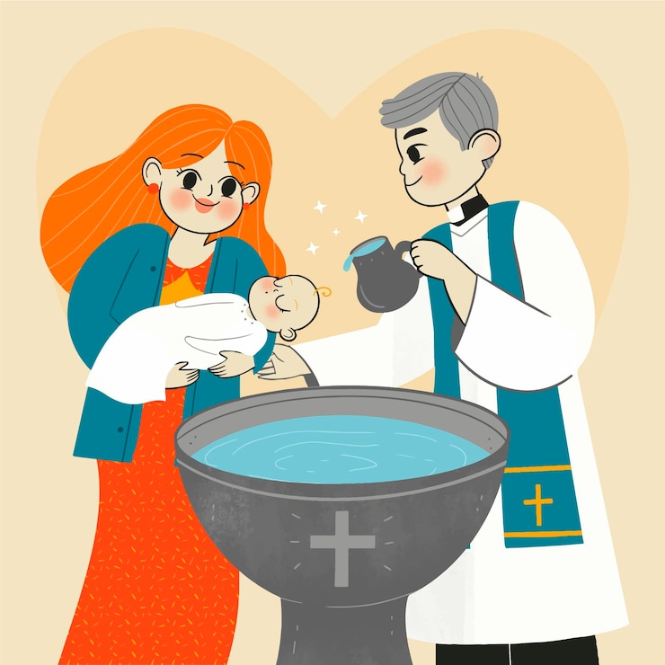 Vettore gratuito illustrazione di concetto di battesimo disegnato a mano