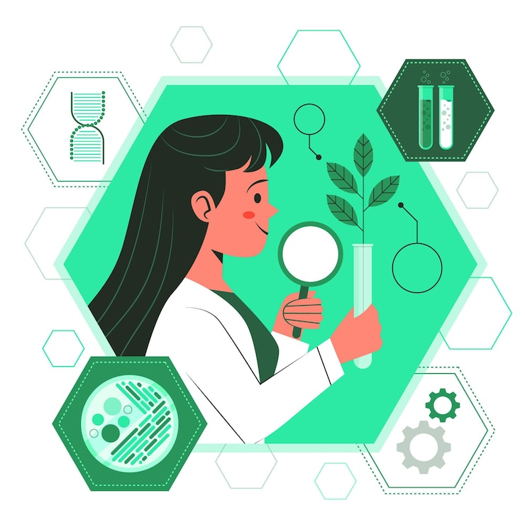 Vettore gratuito illustrazione di concetto di biotecnologia