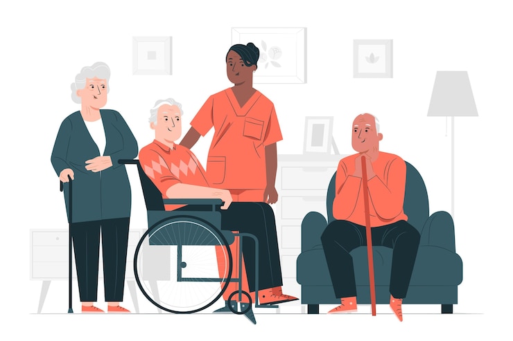 Vettore gratuito illustrazione di concetto di casa di cura