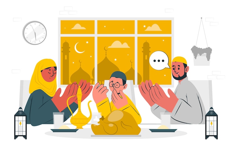 Vettore gratuito illustrazione di concetto di cena iftar