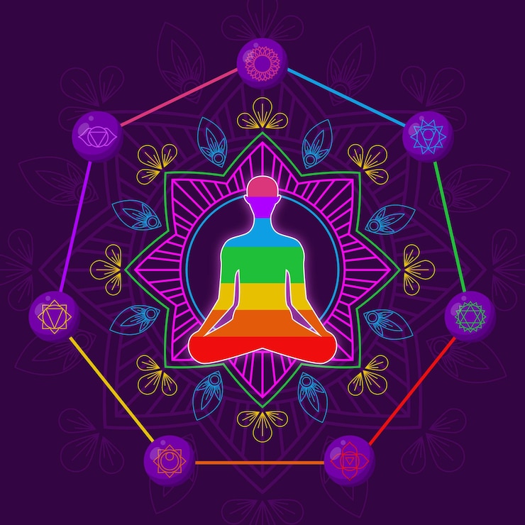 Vettore gratuito illustrazione di concetto di chakra