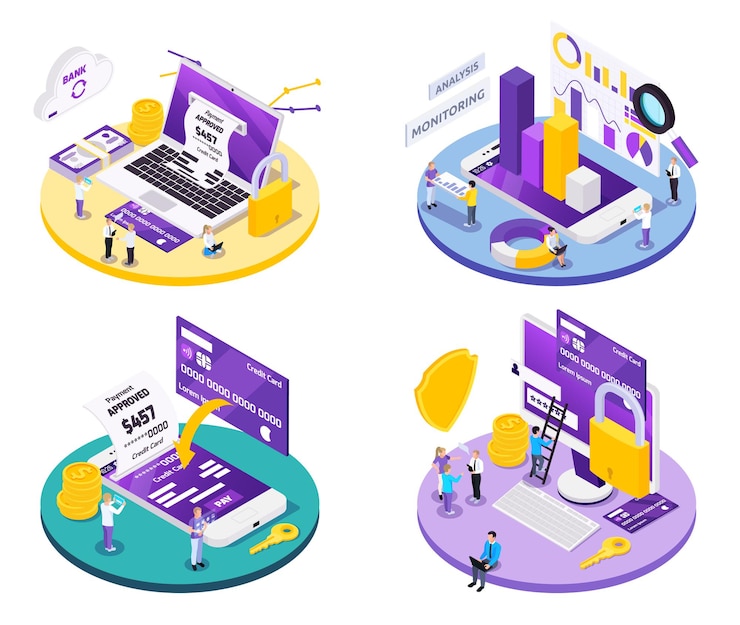 Vettore gratuito illustrazione di concetto di design isometrico di pagamento online