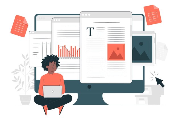 Illustrazione di concetto di documento online