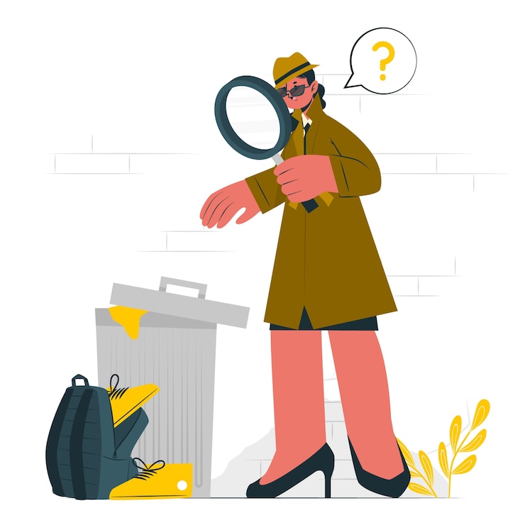 Vettore gratuito illustrazione di concetto di donna detective