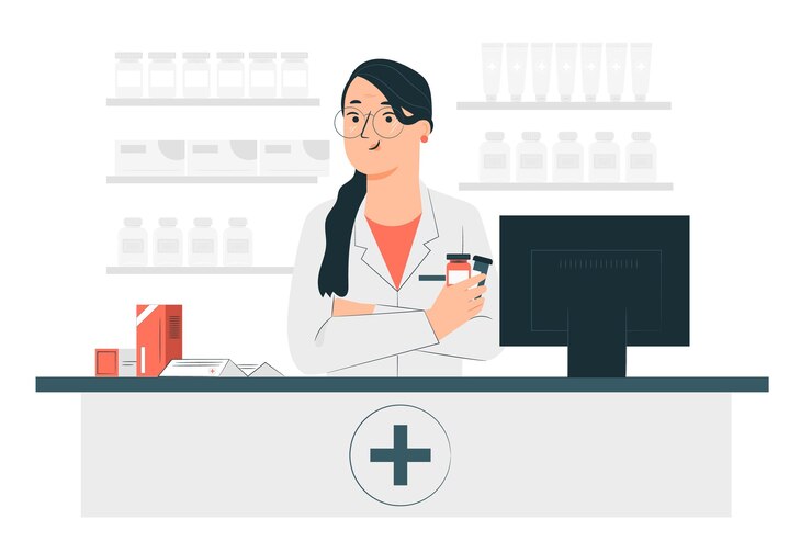 Vettore gratuito illustrazione di concetto di farmacista