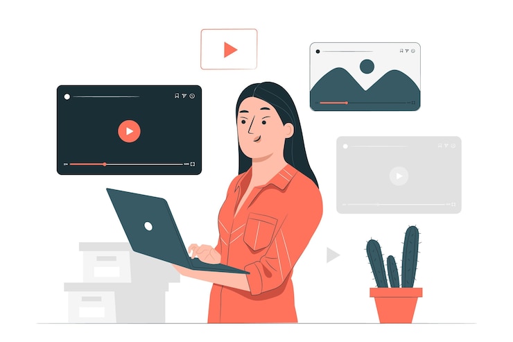 Vettore gratuito illustrazione di concetto di lettore multimediale