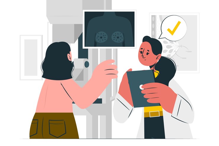 Vettore gratuito illustrazione di concetto di mammografia